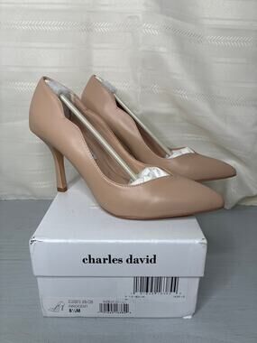 Charles David Innocent Stiletto Pumps Nude Leather Womens Size 8.5M